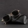 Gafas de sol con montura cuadrada de Metal grueso para hombre y mujer, lentes de sol Steampunk con diseño clásico de marca de lujo, estilo Vintage, espejo pequeño, Vintage, 2023