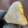 Anpassade kvinnor 3D Face Diamond Ring Real VVS Moissanite Diamond Studded Champion Ring 925 Silver Anpassa Moissanite Ring