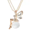 Pendentif Colliers Vintage Papillon Fée Collier Femmes Mode Chandail Chaîne Charme Cristal Ange Aile Bijoux De Fête