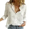 Women's Blouses Casual Long Sleeve Birds Print Loose Blusas Women Oversized Cotton And Linen Tops Vintage Streetwear Tunic Tees