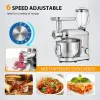 Moedores VIVOHOME 3 em 1 Misturador de suporte multifuncional com tigela de aço inoxidável de 6 quartos, 650W 6 velocidades TiltHead Moedor de carne Liquidificador de suco