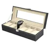 Custodie per scatole per orologi Custodia per espositore a 6 griglie in ecopelle Organizzatore di stoccaggio nero1307U