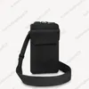 M57089 Aerogram Man bolsa para teléfono Mini bolsas de dinero Titular de la tarjeta de cuero de becerro granulado Monedero Aletas de hombro Cartera de mano 279Z