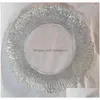 Assiettes Assiettes Assiettes 200 pièces assiette de chargeur transparente avec perles dorées jante en plastique acrylique décoratif dîner servant mariage noël goutte Deli Dhig8