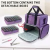 Storage Bags Double Layer Nail Polish Bag Manicure Tools Sections Adjustable Strap Purple Handbag Case Makeup