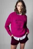 24ss Nuova felpa calda Zadig Voltaire Designer Felpa con cappuccio Lettera ricamo vintage con stampa rotonda Cotton Cotton Light Purple Pullover Pullover Magione con cappuccio Tops ZV