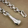 Schmuck Riesige schwere 925 Sterling Silber Mode Schlüsselanhänger Herren Biker Rock Punk Brieftasche Kette 8F001WC (8J3)