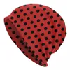 Berets Red And Black Polka Dot Bonnet Hats Polkadots Vintage Beanie Pattern Knitting Hat Autumn Casual Men Women Gym Warm Caps