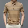 Herren Polos 2024 Sommer T-Shirt Kurzarm Mode Revers Poloshirt Eis Seide Lose Lässige Print Top