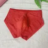 Underpants Enhance Scrotum Bulge Pouch Briefs Sexy Mens Bikini Panties Elastic Underwear Mesh Sheer Thong Lace G-String