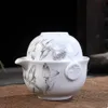 Service à thé en céramique comprenant 1 théière 1 tasse, Gaiwan élégante, belle et facile, bouilloire en porcelaine bleue et blanche, préférence 179W