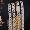 Collier pour hommes, bijoux populaires à la mode, S925 glacé Vvs Moissanite Baguette diamants 15mm, chaîne cubaine Hip Hop, nouvelle collection 2023