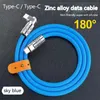 120W 6A 180 ° Obrotowy kabel Super Szybki ładunek podwójny USB C do ładowarki typu-C ciekłego kabla silikonowego do Huawei Xiaomi Samsung S24 S23 Straż ładowania