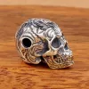 Pendants BOCAI New S925 Silver Punk Style Carved Tang Grass Pattern Skull Pendant Vintage ThreeWay Bead DIY Jewelry Accessories