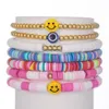 Taylor Swiftie Friendship Bracelets 세트 여성 가족 러브 레터 플라워 스마일 블루 사악한 눈 서퍼 Heishi Bohemian String Charm 점토 구슬 팔찌 보석