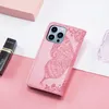 For iPhone15 Phone Iphone14 13 12 Leather Case For Samsung Phone Case Luxury Clamshell Butterfly Emboweled Phone Case Apple 13 Wallet Card XS Protective Case