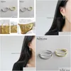 Hoop Huggie Asinlove 100 925 Sterling Sier Double Layers Line Circle örhängen för kvinnor Big Loop Earring Ladies Trendy Fine Jewelr Dhznc