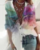 Women's Blouses Fashion Woman 2024 Spring Tie Dye Print Buttoned Casual Turn-Down Collar Long Sleeve Comfort Shirt Top