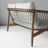 Lägermöbler minimalistisk stil två sits soffa teak trä brun - vandjie