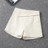 Damesbroeken Dames Korte broek Hoge taille A-lijn Katoenmix Casual Wijde pijpen Shorts Asymmetrisch Kantoor Dame Bijpassend Zomer