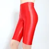 Kvinnors byxor 80 -tal shorts neon glänsande cyklist hög midja stretchig yogapräning som kör aktiva svettbyxor kvinnor