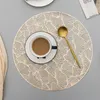 Tischsets 1PCS Runde Tischsets Restaurant Hohl PVC Dekoration Mahlzeit Matte Anti-Dining Line Steak Platte Pad Ginkgo Gold