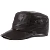 Ball Caps X7026 Echt Lederen Hoed Mannen Outdoor Platte Top Baseball Cap Volwassen Schapenvacht Warme Zachte Baret Huid Trucker