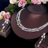 Halsband cwwzircons blanka sköldpadda kubik zirkonia pave färgglad flerskiktsdräkt halsband kvinnor bröllop brud party smycken set t680