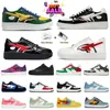 Ny SK8 Designer Casual Shoes Low Men Women Patent ABC Shark Face Black Color Camo Combo Purple Light Brown Skateboarding Royal Blue Sneakers Trainers Storlek 35-45