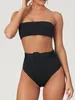 Maillots de bain pour femmes Summer Bandeau Bikinis Set Natation pour maillot de bain Femme Maillots de bain Taille haute Bikini 2024 Sexy Black Women Maillot de bain