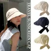 Wide Brim Hats Womens Summer Soft Cotton Bucket Hat Outdoor Adjustable Bow Foldable Fisherman Beach Sun Cap With Panama K0Z2
