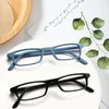 Solglasögon Turezing Classic Matte Blue Rectangular Metal Hinged Women's Recept Glasögon Retro Black Men's Decorative Reading Eyewear