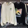 Rhudeフーディー最高品質のデザイナーメンズフーディーズレタープリントルーズロングスリーブフーディーズC1ファッションスポーツウェア女性ラグジュアリーブランドスウェットシャツピンクウィングCXG240272-12