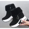 Bottes 2024 Hiver Femmes Mode Zipper Chaussures de sport chaudes Plateforme Neige Cheville Casual Lace Up