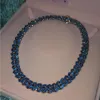 Gargantilla de cadena de eslabones cubanos de Miami de 12mm, micro pavé de circonita azul púrpura, collar de hip hop para mujer 16 18 263s