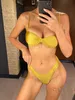 Damesbadmode Sexy gerimpelde Braziliaanse bikini met beugel Vrouwelijk badpak Damesbadmode Tweedelige bikiniset Zwemmerbadpak Zwemmen V4851 T240227