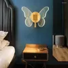 Wall Lamp LED Butterfly Interior Nordic Copper Living Room Background Lighting 6pa Bedside Bedroom Stairs Sconce Light