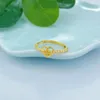 Cluster Rings 1PCS Pure 999 24K Yellow Gold Band Women Gift Lucky Carved Flower Heart Ring 2.01-2.1g