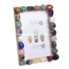 Natuurlijke 7 Chakra steen yoga fotolijst handgemaakte onregelmatige tuimelde regenboogkwarts edelsteen fotolijst meditatie altaar kristal housewarming cadeau woondecoratie