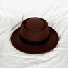 bolle top klassieke fedora hoed kleine platte parel veer heren vilt polk pie koffie gorras para hombres 240219