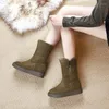 Boots Snow Women 2024 Winter Classic Middle Tube Warmth Thickening Northeast Cotton Frosted Leather Ladies Short