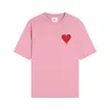 Camiseta para hombre, camiseta de París, camisa holgada clásica con bordado de corazón, camisa de manga corta para mujer