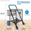 Shopping Carts SereneLife Supermarket Cart Double Basket W/360 Rolling Swinging Wheels Foldable Design Q240228