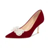 Robe chaussures taille 31-43 rouge mariage femmes pompes 2024 chinois talons hauts de mariée