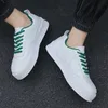 PU Leather Sneakers for Men Casual White Black Athletic Shoe Non Slipped Breathable Low Top Lace up Shoes 240219