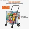 Shopping Carts Folding shopping cart 110 pound rolling grocery laundry multifunctional handcart with dual basket swing wheels and adjustable handle Q240228