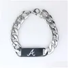 Identifikation Alabama Fashion Crimson Tide National Football Championship Kettenarmband Edelstahl Fan Männer Frauen Party Bar Geschenk Dhmvc