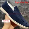 Summer Walk Shoes LP Flat Casual Moccasin Shoes For Men Women Loro Piano Shoe Loafers Suede Causal Metal Charms Beanie Shoes Bekväma mjuka plattskor plus storlek 46