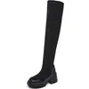 Boots Autumn Winter Women Platform Over The Knee Ladies Stretch Knitted Socks Long Slip-On Thick Bottom Shoes Woman