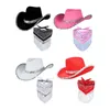 Baskenmütze, Western-Cowboyhut mit Fransen, Bandana-Set, lässiger Sonnenschutz für Brautparty, Strand, Hochzeit, Kostüme, Accessoires, Party